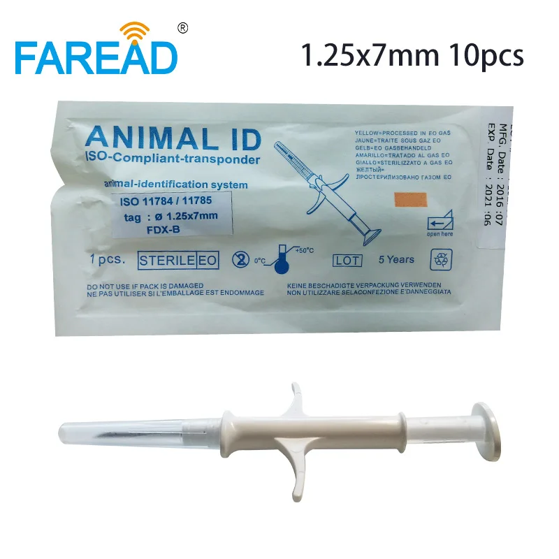 X10pcs ISO11784/85 FDX-B 2,12x12 мм RFID микрочип инжектор домашнее животное шприц с имплантируемые стекло теги чип для ветеринарного ветеринарный шприц - Цвет: 10pcs 1.25x7mm