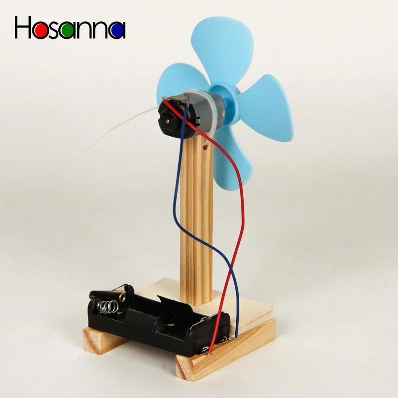 Best  Kids STEM Science Toys Mini Electric Fan DIY Model Kit Wooden Primary Students Learning Physics Edu