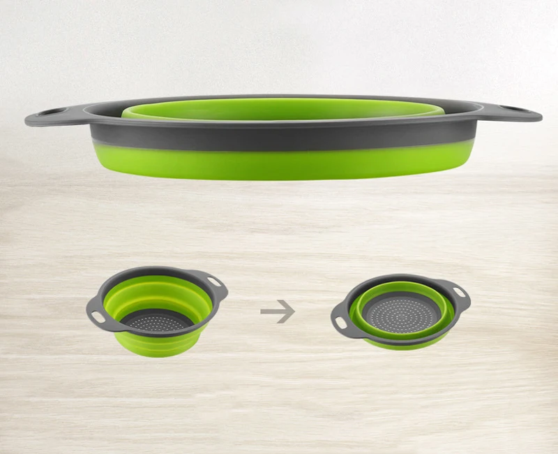 Collapsible Colander Set Food Grade Kitchen Strainer Folding Drainage Baskets Vegetable Fruit Storage Basket Kitchen Tools (2)
