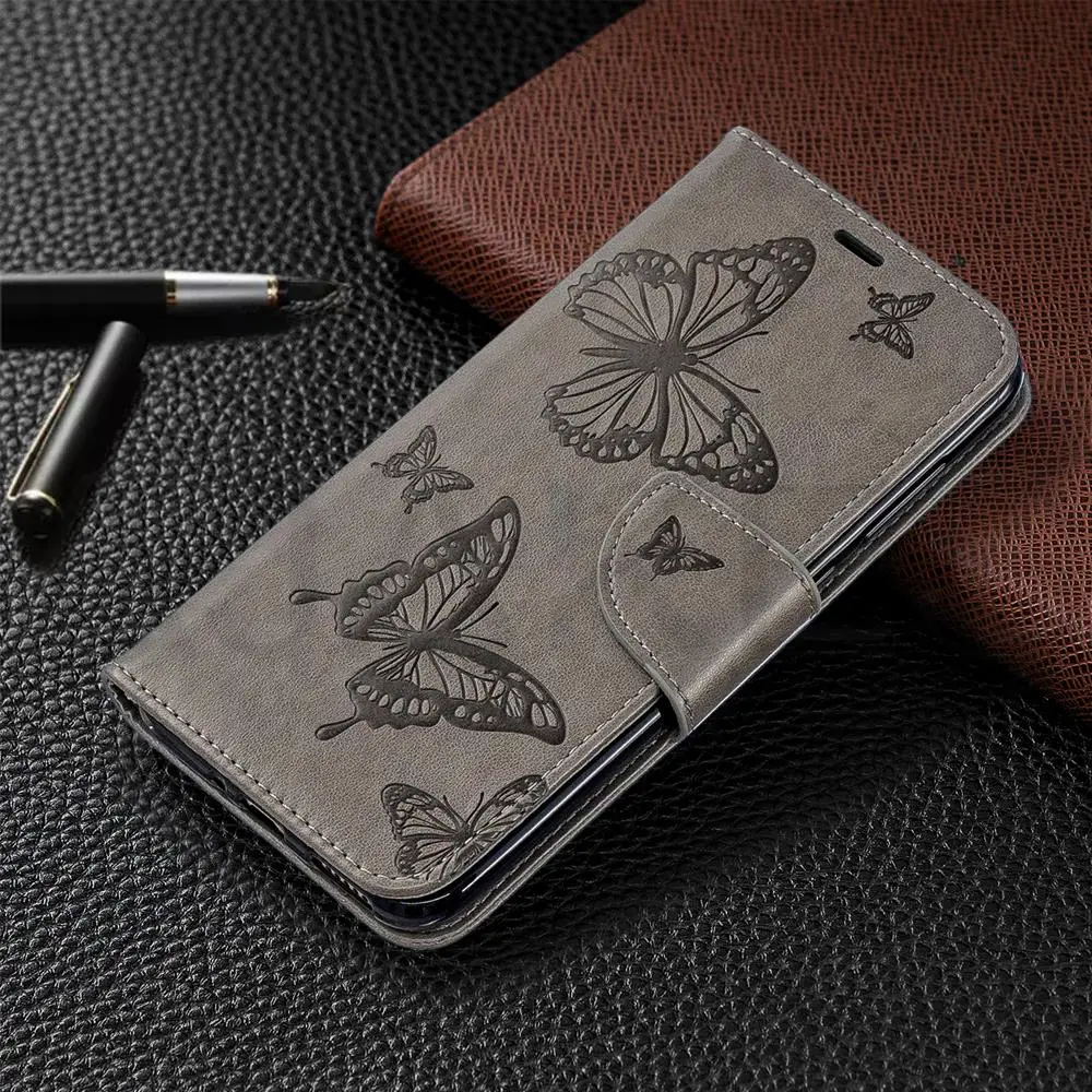 Серый Чехол из искусственной кожи для mate 30 Lite P30 Pro Y5 Y6 Y7 P Smart P Smart Z Honor 9X Pro 10I 10 Lite откидной Чехол-бумажник - Цвет: Серый