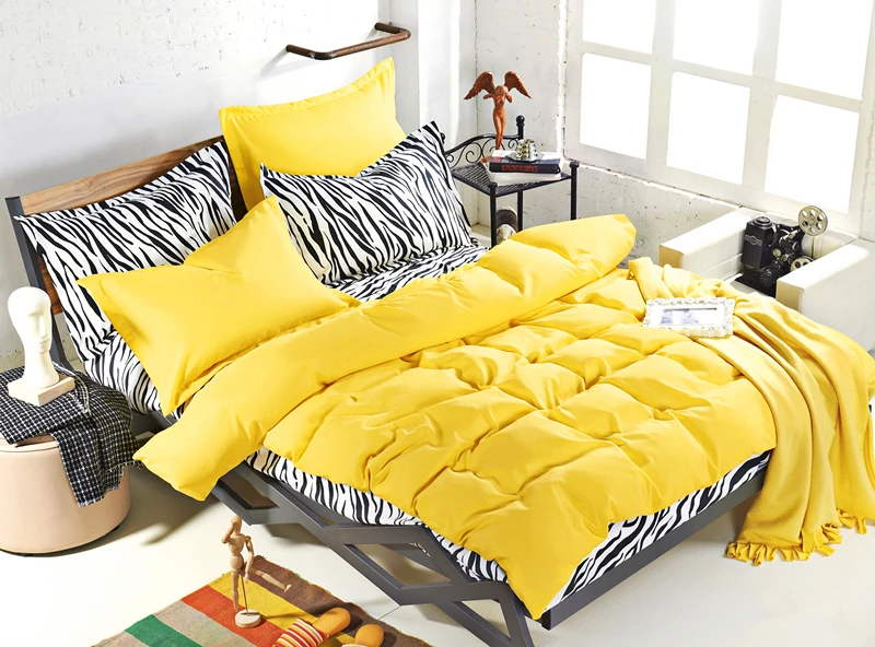 

New design, solid colors and zebra pattern design,3/4 pcs bedding sets bed sheet bedspread duvet cover/flat sheet/ pillowcases