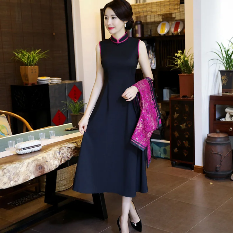Традиционное китайское длинное женское платье из двух частей Qipao воротник-стойка ручной работы на пуговицах Cheongsam M L XL XXL 3XL 4XL YZT1208