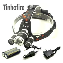 Tinhofire масштабируемой 6000LM 3 светодиода фара CREE xm-l T6+ 2 XPE Светодиодные фары фара Отдых на природе света+ 2*18650+ зарядное устройство