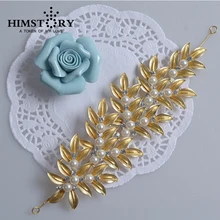 HIMSTORY Beautiful Full Leaf Pearl Crystal Tiaras Girls’ Prom Party Headbands Bridal Hair Jewelry Wedding Hair Accessories