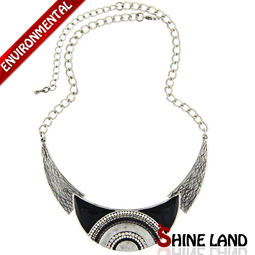 Shineland Collares новые модные женские этнические эмалированные бусы в форме Луны колье массивное ожерелье с подвеской Золотое ювелирное изделие - Окраска металла: black