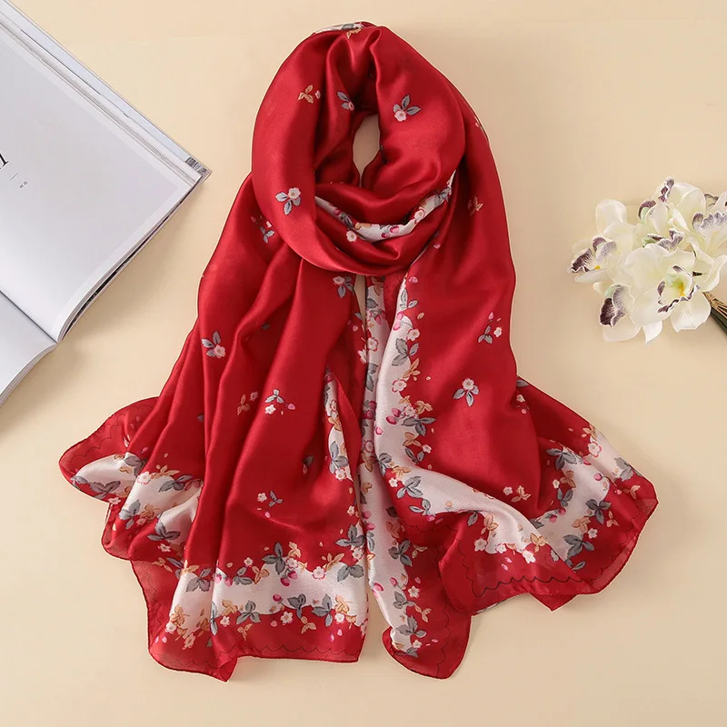 Роскошный шарф для женщин, клетчатый летний модный Шелковый шарф, женские длинные шарфы, шали, шарфы с принтом для женщин, хиджаб