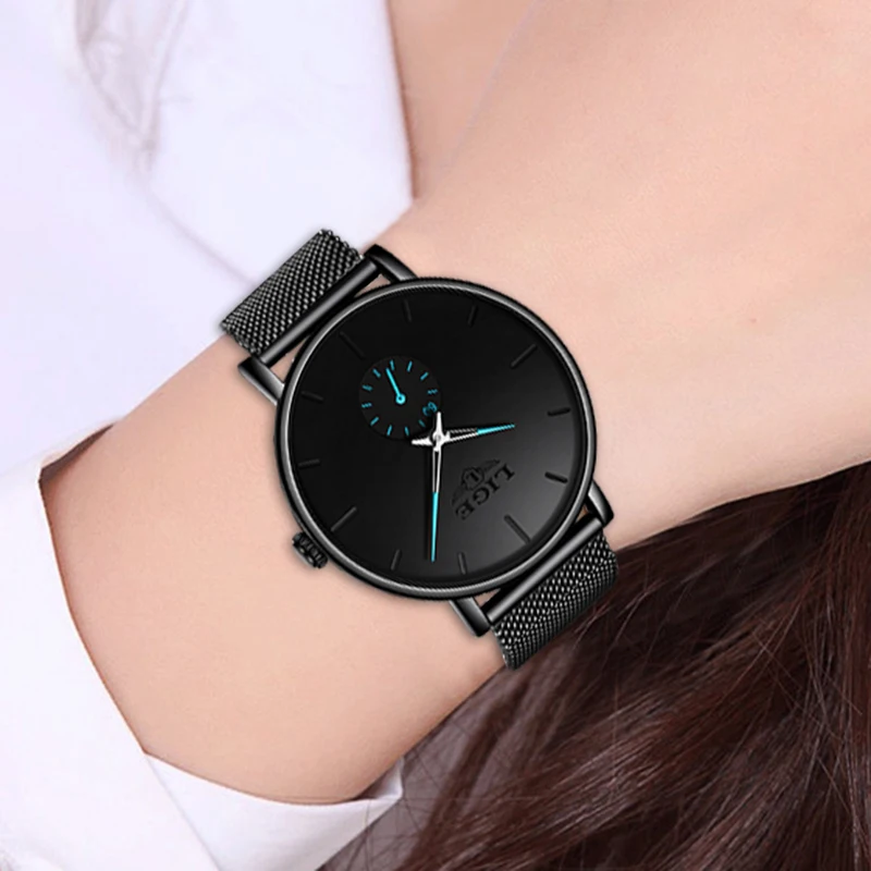 

LIGE Women Watches Top Brand Luxury Ladies Quartz Clock Stainless Steel Waterproof Ultra Thin Mesh Casual Wristwatch Reloj Mujer