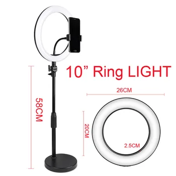 

Photo Studio 10" Selfie Ring Light 3 Model Color Adjustable USB Plug 120 LEDs Photographic Lighting Lamp with Table Tripod