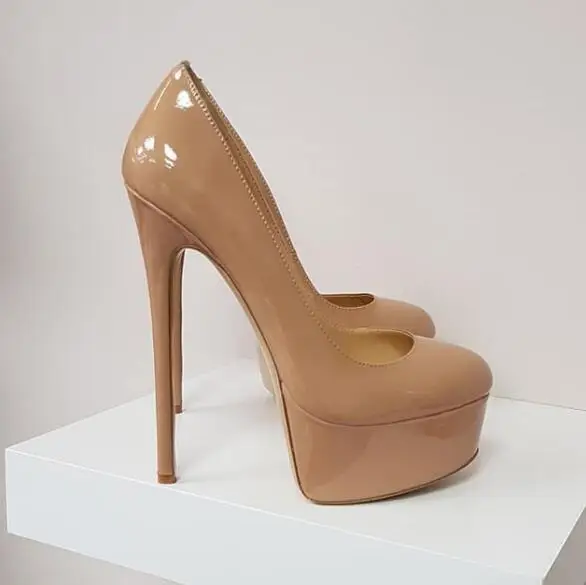 nude patent heels