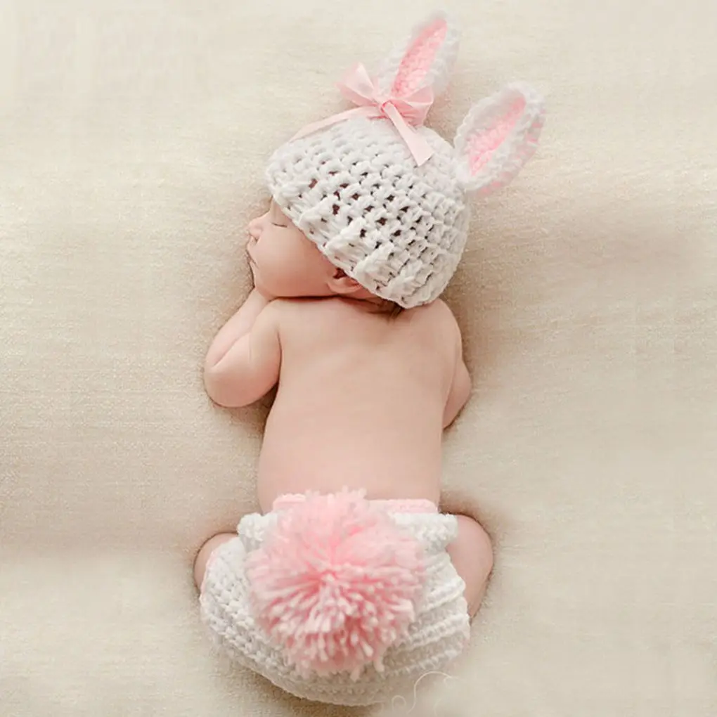 Кролика для новорожденных и малышей, Подставки для фотографий вязаная шапка животных Штанишки для малышей определяется для фото новорожденных снимать Детский костюм для новорожденных милый - Цвет: 6