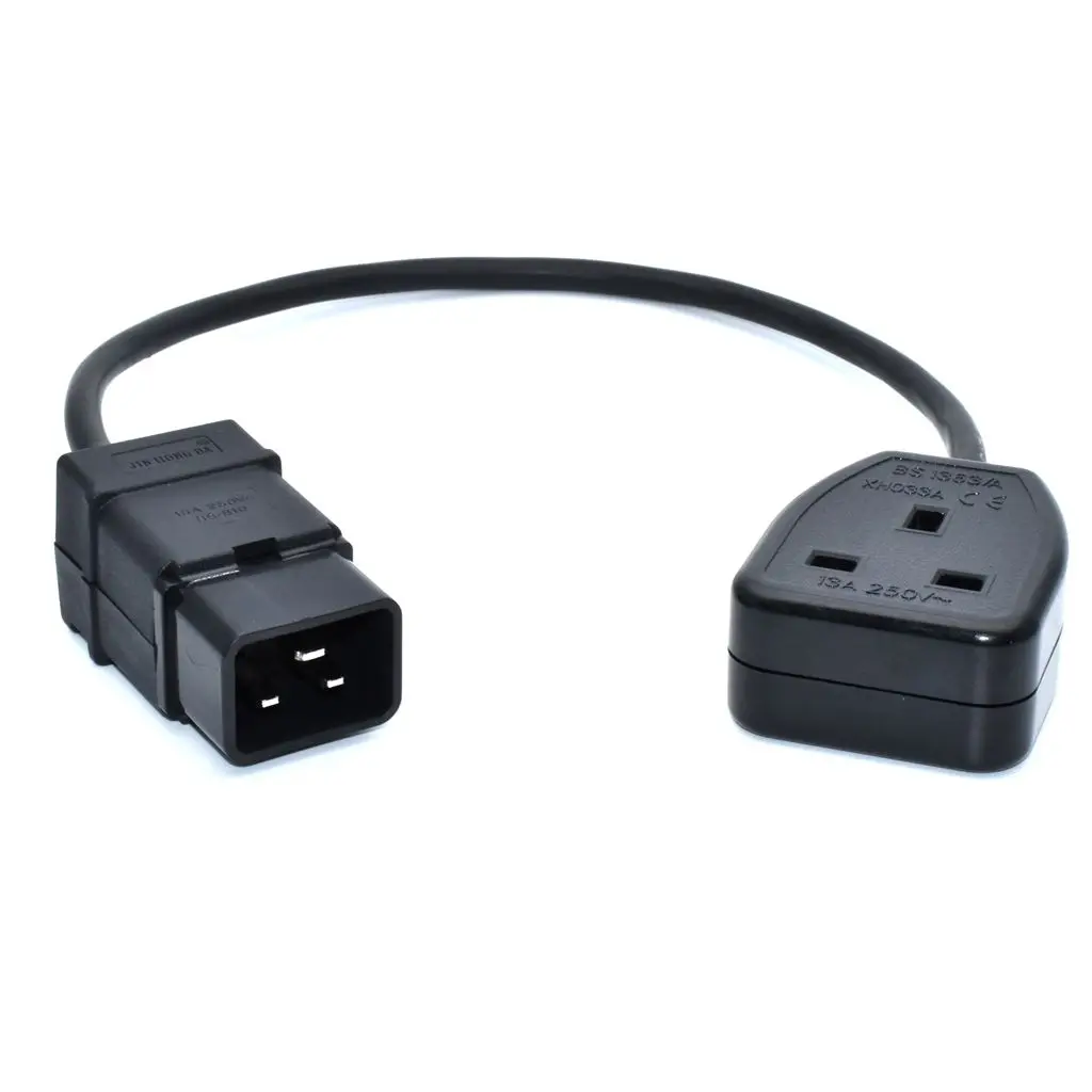 1ft UPS Power Cable Cord IEC C14 Male plug to UK 13A Female Jack BS1363 Adapter