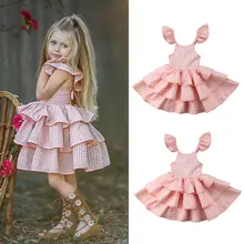 Летнее платье-пачка с оборками для новорожденных девочек праздничное платье принцессы, одежда