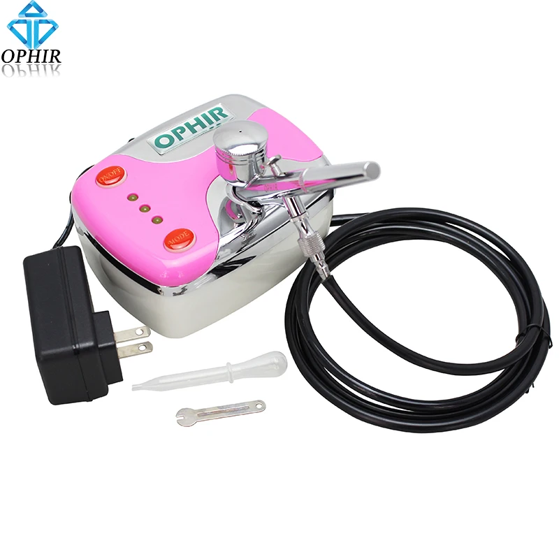  OPHIR 0.3mm Dual Action Airbrush Kit with Mini Air Compressor for Temporary Tattoo Cake Decorating 