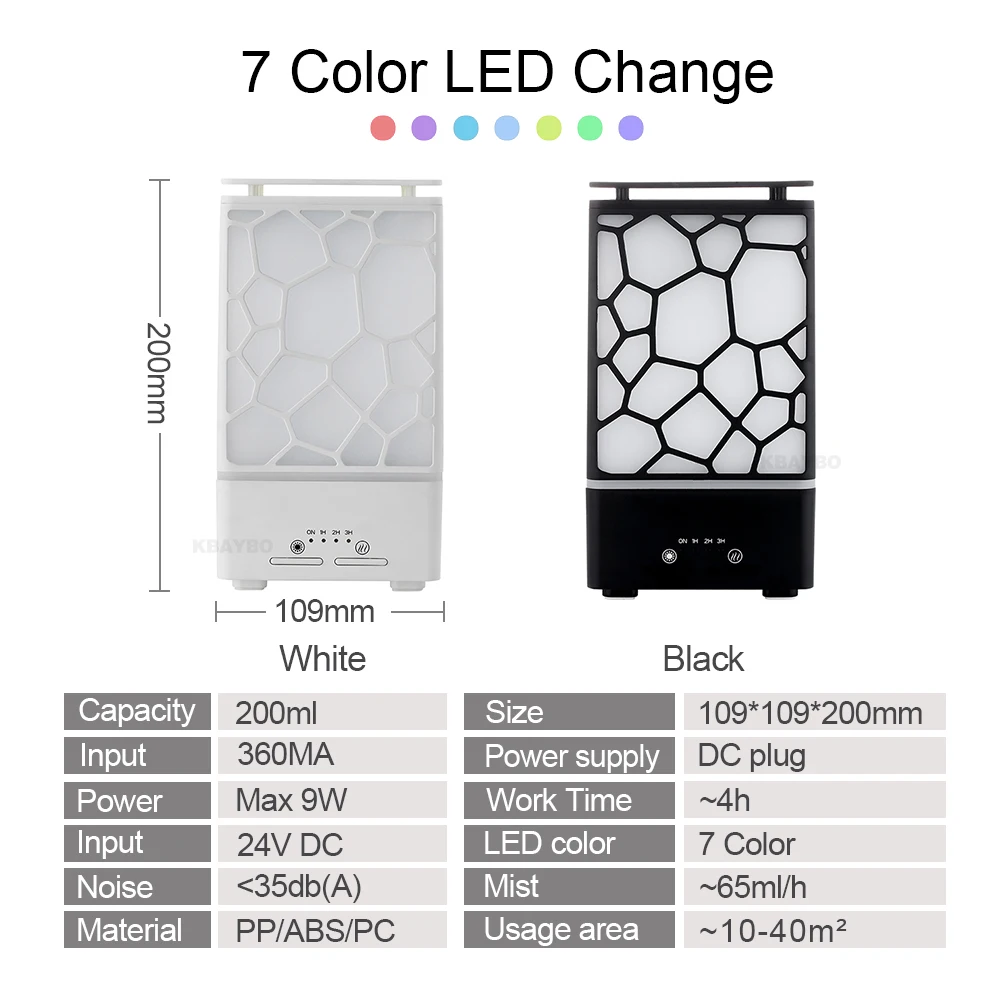  200ml Aroma Essential Oil Diffuser Ultrasonic Air Humidifier Aromatherapy Mist Maker Office LED Lig