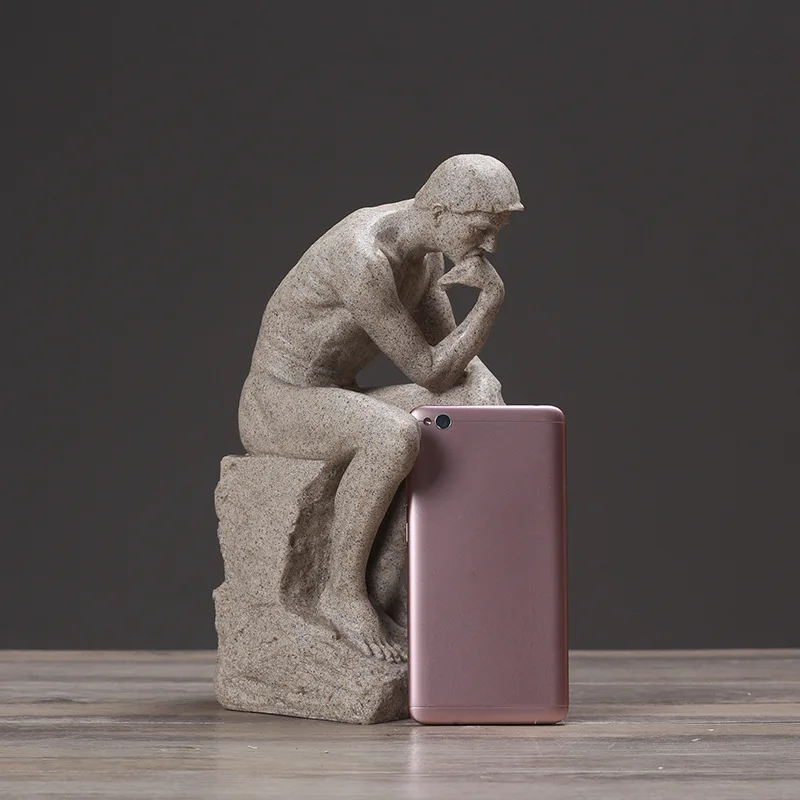 Rodin истончик статуя искусство Мужское реальная смола порошок литой комната
