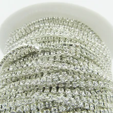 Ss6 плотная Тесная цепочка со стразами, 2 ярдов/партия, модное стекло AAA+ драгоценный камень, DIY ювелирные изделия Свадебные аксессуары 2 мм цепь
