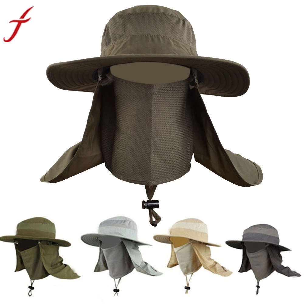 

2019 Fashion Hot Sale Bucket Hat Outdoor Unisex Brim Sun Block Quick Drying Fishing Hat Big Wide Brim Neck Flap Climbing Hats