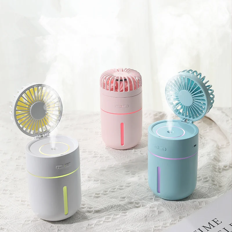 

2000mAh Battery Fan Air Humidifier 400ML USB Aroma Essential Oil Diffuser 7 Color Night Light Portable desktop Fan Air Purifier