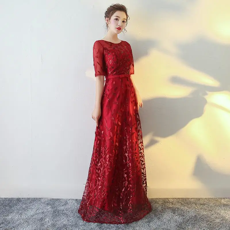 Новинка женское вечернее платье Чонсам китайский женский сценический шоу платья Элегантное красное свадебное платье подружки невесты повседневное женское Qipao - Цвет: Riband Claret