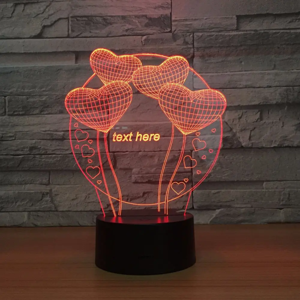 Шар 3d свет Цвет ful акрил визуальный стерео энергосберегающие лампы ночь день Святого Валентина подарок прекрасный 7 Цвет изменить 3D лампа