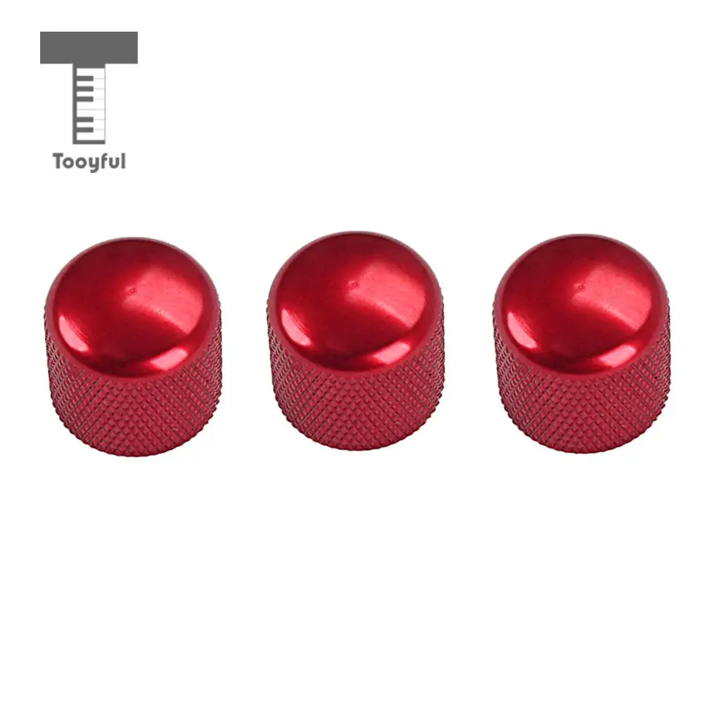 Tooyful 3 Pieces Guitar Volume Control Tone Knob for Electric Guitar/Bass Red