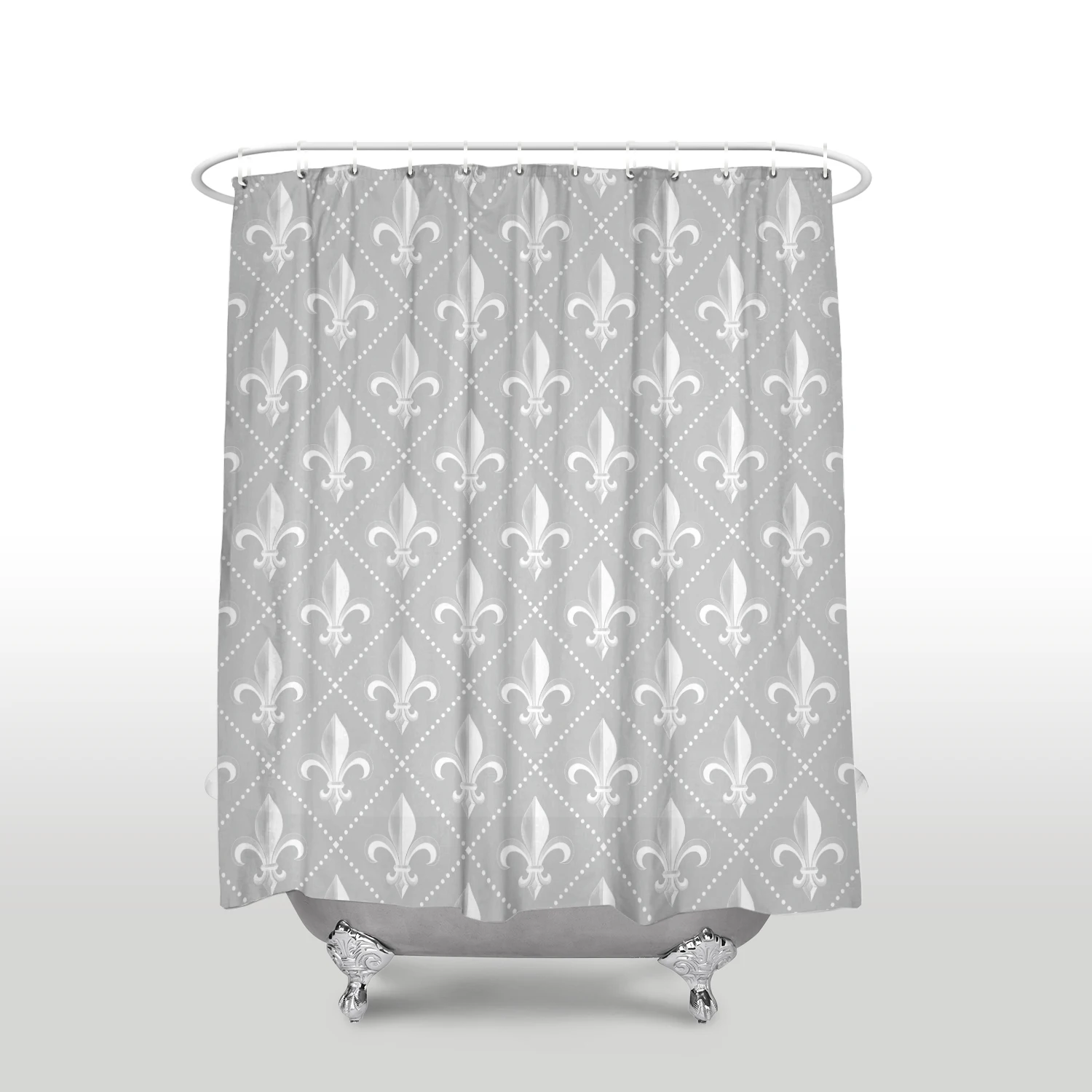 Waterproof Ethnic Lily Classic Retro Royal Vintage European Iris Printed Shower Curtain Polyester Fabric Gray Bathroom Curtains | Дом и сад
