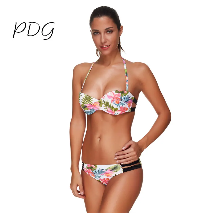 2017 New Sexy Bikinis Retro Vintage Beachwear Women Low Waisted Floral