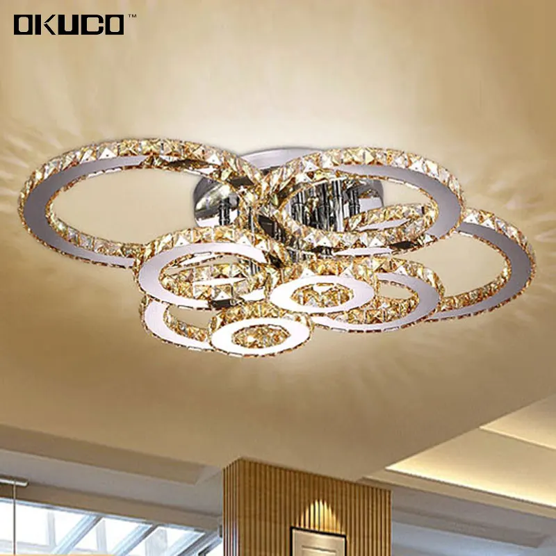  Surface K9 Crystal Modern LED Ceiling Light For Living Room Bedroom Lamp fixture Luxury 8 Rings din - 32825817995