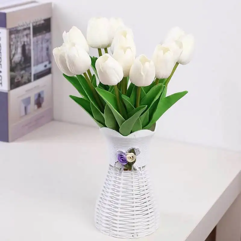 1 шт. Искусственные цветы тюльпаны оптом полиуретан на ощупь как настоящий искусственный букет из цветов для дома подарок свадебные декоративные цветы - Цвет: white