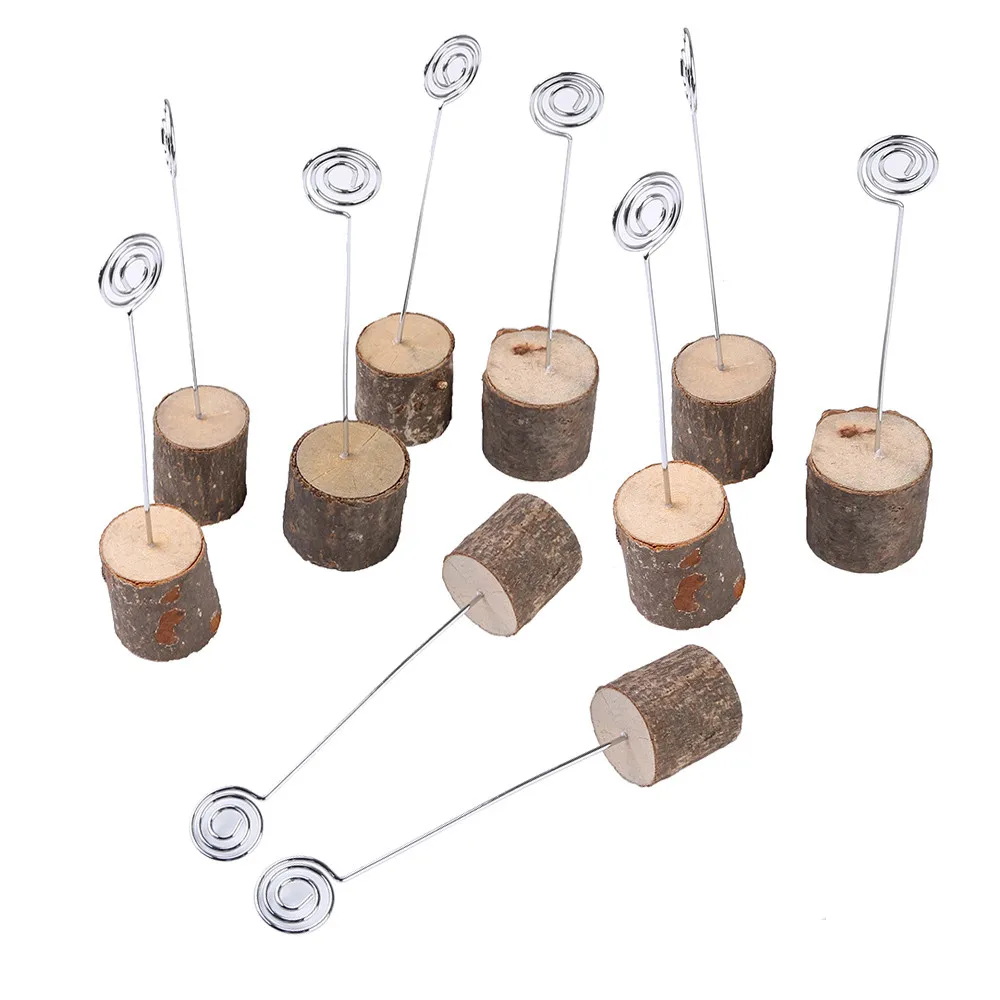  10Pcs/Set Wooden Wedding Menu Paper Note Picture Table Card Number Photo Clip Holder able Invitatio - 33034679252