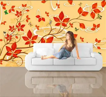 

custom size 3d photo wallpaper living room mural autumn red leaves 3d picture sofa TV background non-woven wallpaper for wall 3d