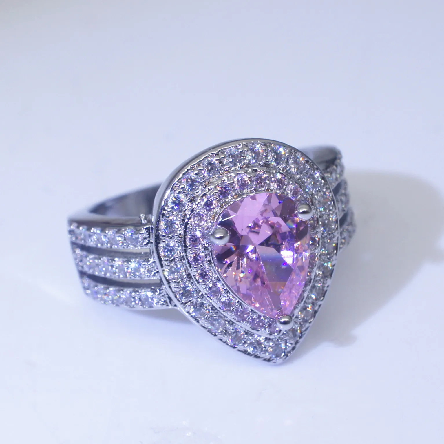 Розовое Обручальное кольцо в форме капли воды из серебра 925 пробы для женщин, женские Брендовые вечерние кольца на палец, ювелирных изделий moonso r4997