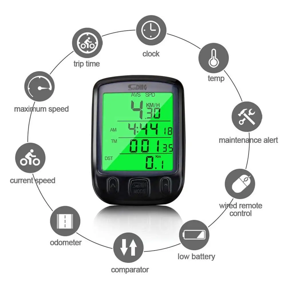 

Waterproof Digital Bicycle Speedometer LCD Cycle Bike Computer Odometer Speedometer Cycling Transmitter Sensor Bike Accessories