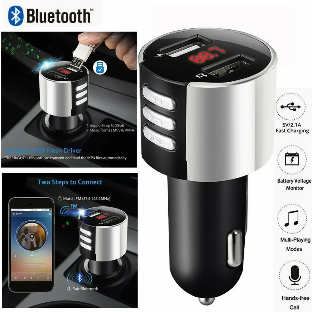 Светодиодный экран двойной зарядное устройство USB быстрая зарядка Bluetooth громкой
