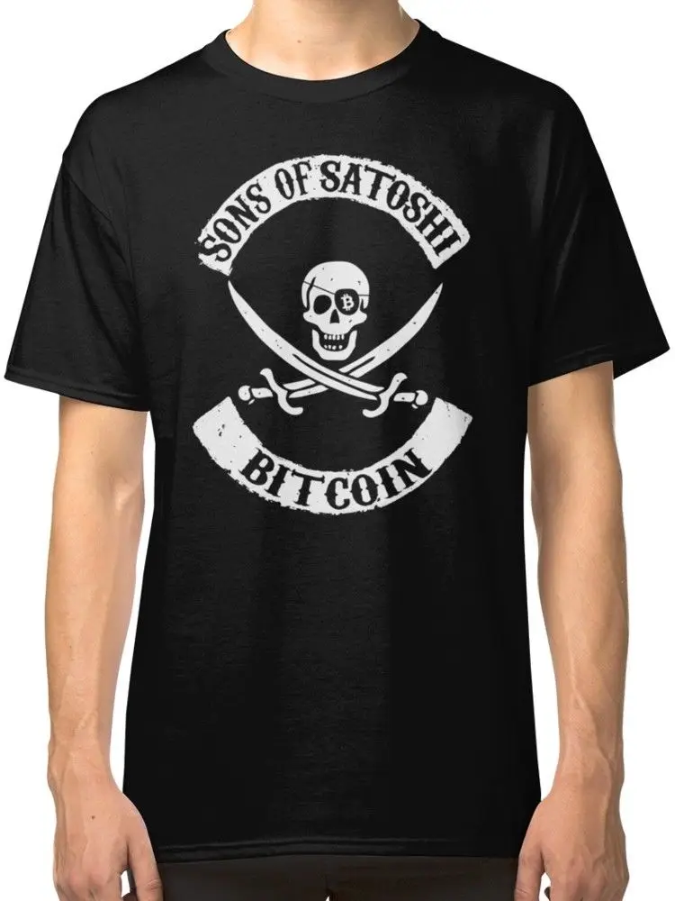 Sons of Сатоши Bitcoin Geek Для мужчин черный футболка Футболки для девочек Костюмы |