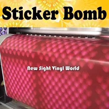 

Sofa Sticker Bomb Vinyl Wrap Red Settee Style Sticker Bombing Film Air Bubble Free Graphics Size:1.50*30m/Roll