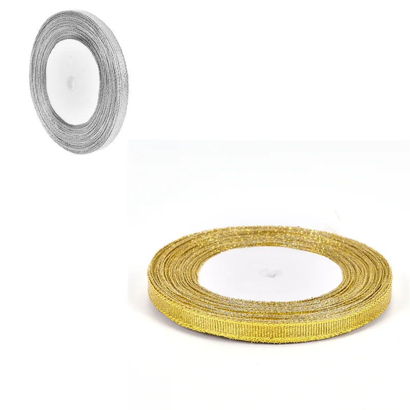 

6mm Silver/Gold Silk Satin Ribbon Party Home Wedding Decoration Gift Wrapping Christmas New Year DIY Material 25Yards hot