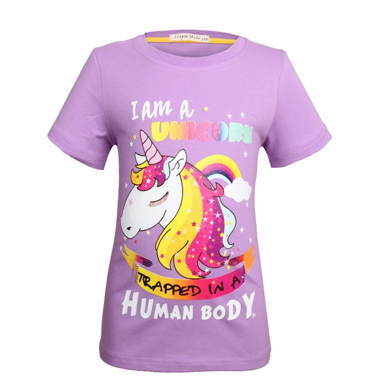 

2018 New Summer Children's girl Unicornio Funny Tee Shirts for girls Boys Unicorn party Short Sleeve T-shirts Kids Casual Tops