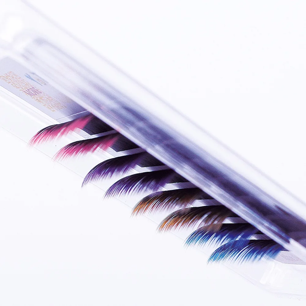 

0.10 Colored Tip Lash Extensions Gradient Blue Red Purple Brown Eyelashes for Beauty Makeup