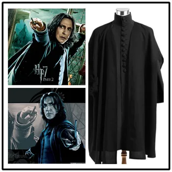

Professor Severus Snape Cosplay Costume Cloak Black Robe Adult Men Hogwarts School Deathly Hallows Halloween