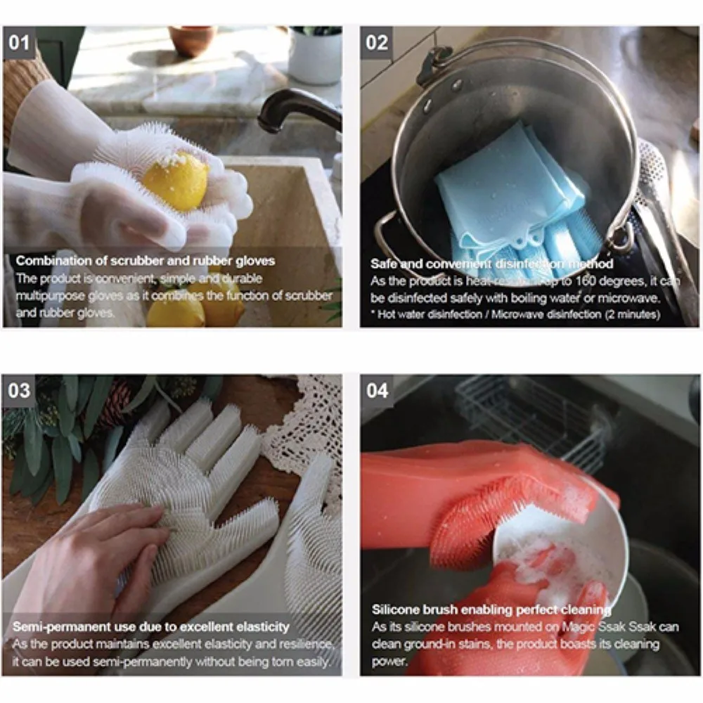 Многоразовые силиконовые блюдо скруббер резиновые перчатки для уборки Еда Класс губка для чистки щетки для мытья посуды магия силиконовые перчатки для микроволновой печи