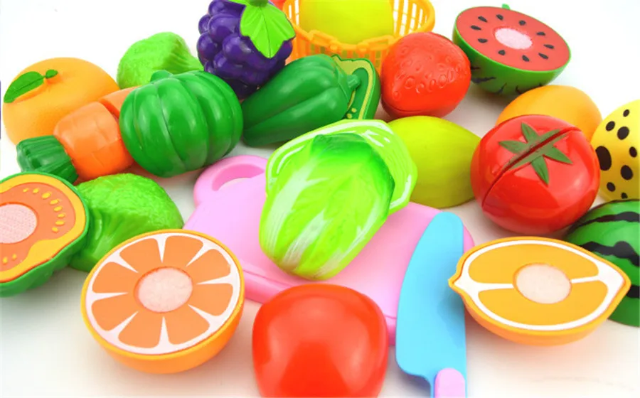 24 шт. классическая игрушка пластиковая кухня еда фрукты овощи наборы пиццы резка Ролевые Игры развивающие безопасные игрушки подарки для детей