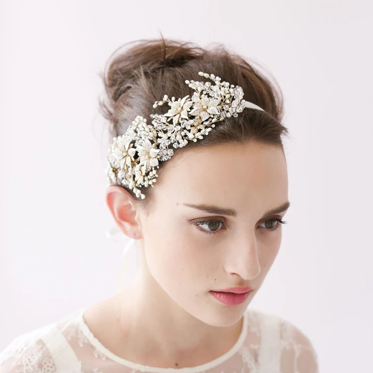 Fashion gold garishness bride hair accessory hair band crystal pearl