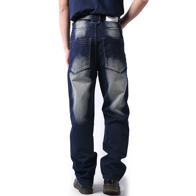 Прохладный хип-хоп Для мужчин джинсы плюс Размеры 30-46 кислоты промывают Винтаж Ретро "делаве" Цвет свободная посадка мешковатые джинсовые