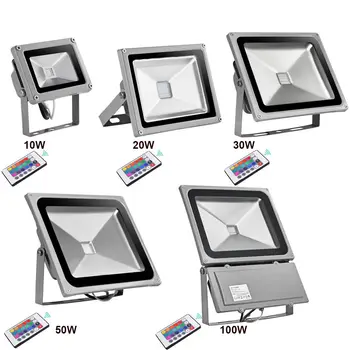 

10PCS RGB 16 Color flood LED Light Outdoor Lighting Changing Garden Floodlight10W 20W 30W 50w 100w IP65 220V LED Spotlight