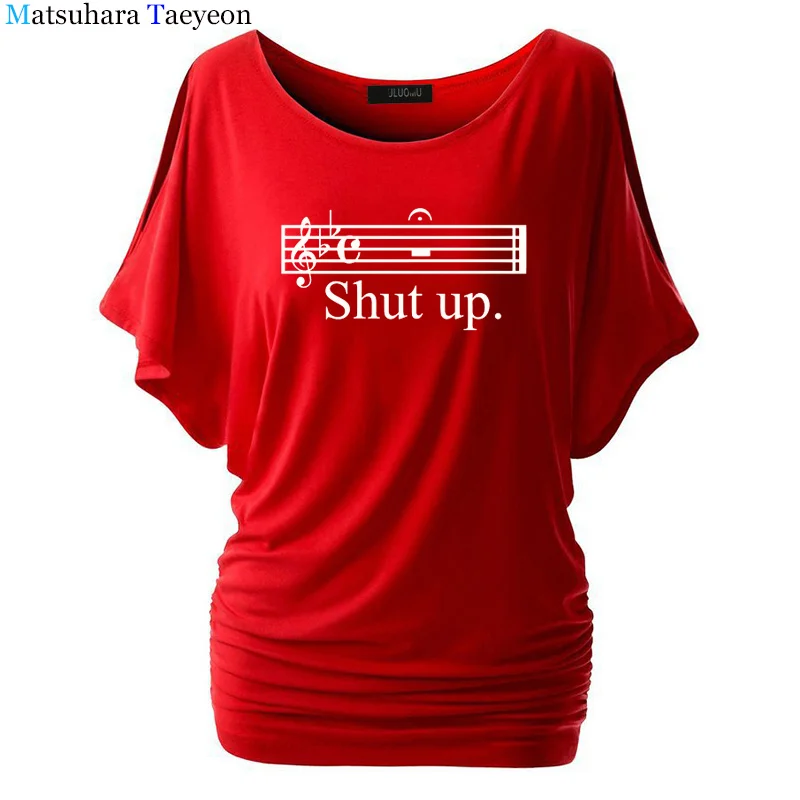 Повседневная футболка с принтом MUSIC SHUT UP брендовая забавная Хлопковая женская
