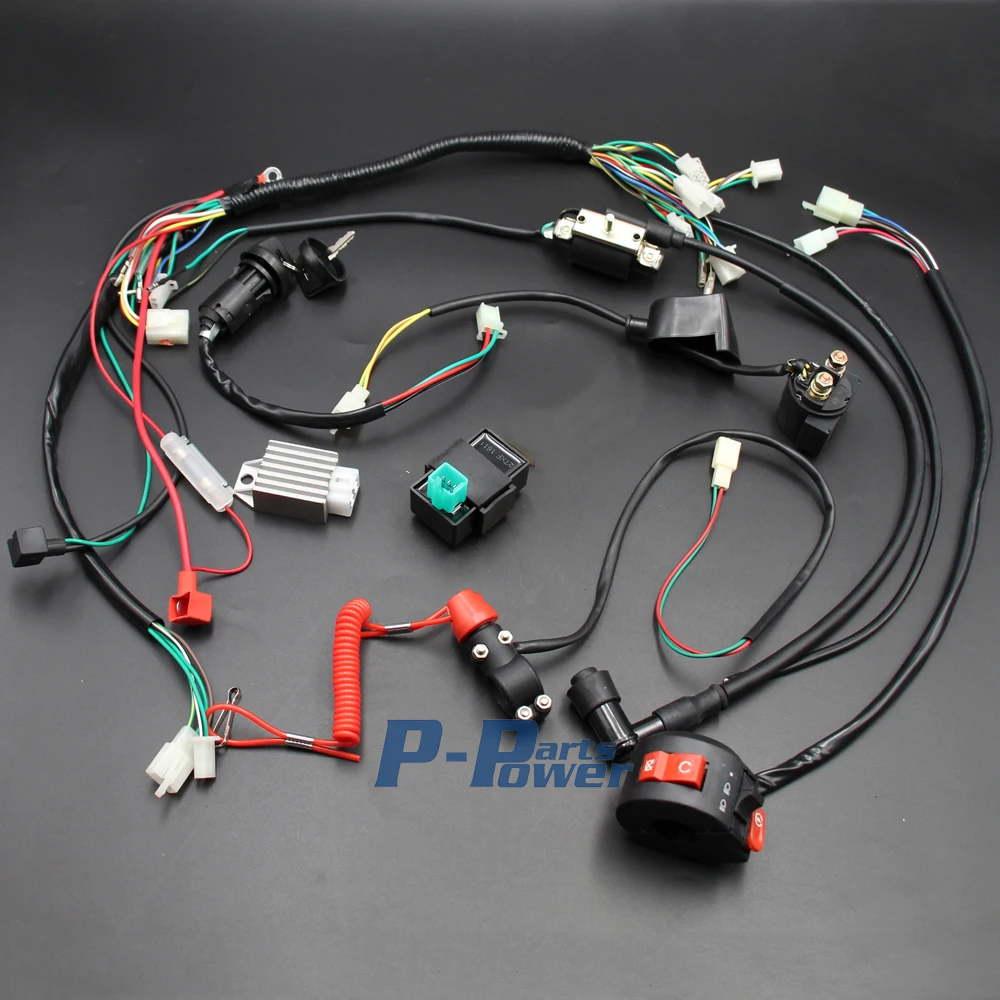 Wiring-Harness-Loom-Solenoid-Coil-Rectifier-CDI-Kill-Switch-50cc-70cc-90cc-110cc-125cc-ATV-Quad