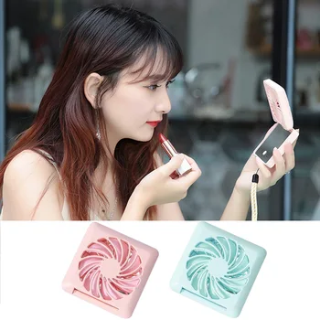 

Besegad Multifunction Portable Mini Rechargeable Cooling Fan with Lanyard USB Cable Makeup Mirror for Home Office School Travel