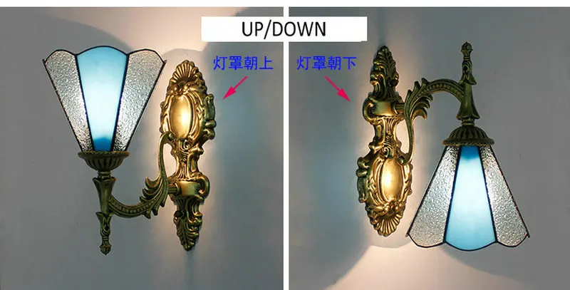 Europeu para Cima para Baixo Luzes de Parede para o Quarto Conduziu a Lâmpada Artpad Retro Vitrais Borboleta Cabeceira Corredor Frente Espelho E27 Turca 23 Artpad retro europeu para cima para baixo