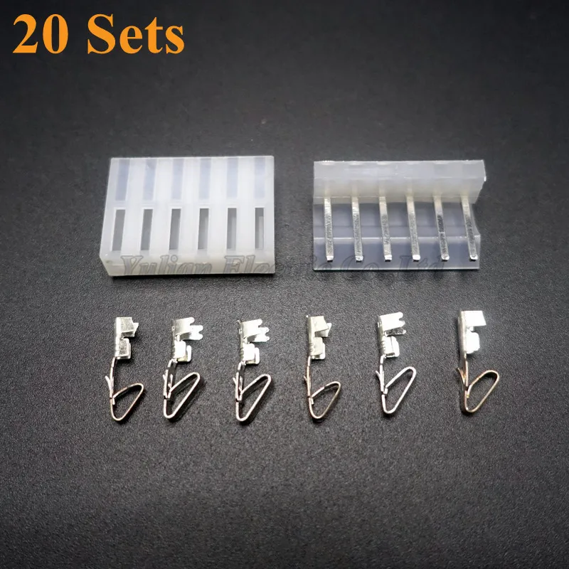 20 conjuntos kit CH3.96 3.96mm Fio Fêmea de 6 pinos com Conector macho conecte Um conjunto incluem soquete + plugue + terminais